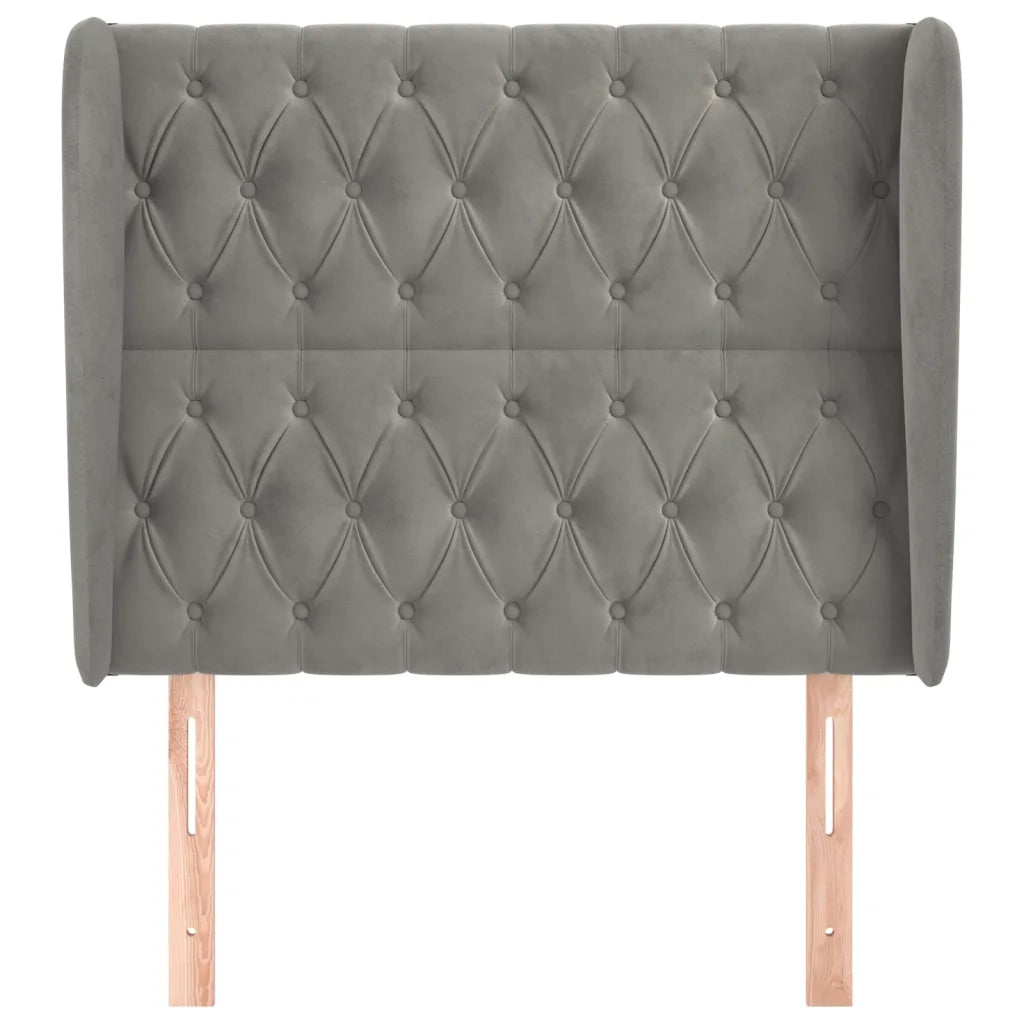 Testiera | Testata ad Orecchio Grigio Chiaro 93x23x118/128 cm in Velluto