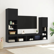 Mobile TV LED Rovere Nero 30.5x30x102 cm Legno Ingegnerizzato