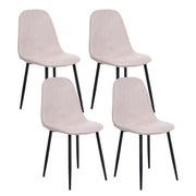 Set di 4 sedie da pranzo Beige Poliestere Tappezzato Ferro Gambe Nere Sala da pranzo senza braccioli
