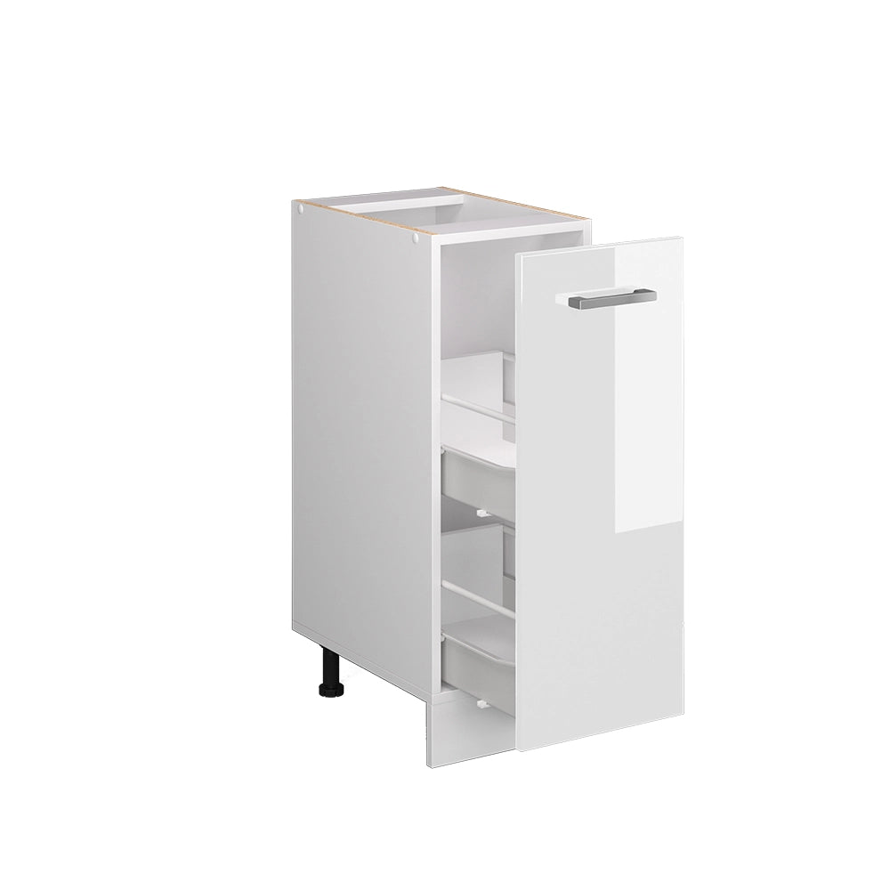 Armadio cucina dispensa alto R-Line Bianco lucido/Bianco 30 cm, PL Rovere Vicco