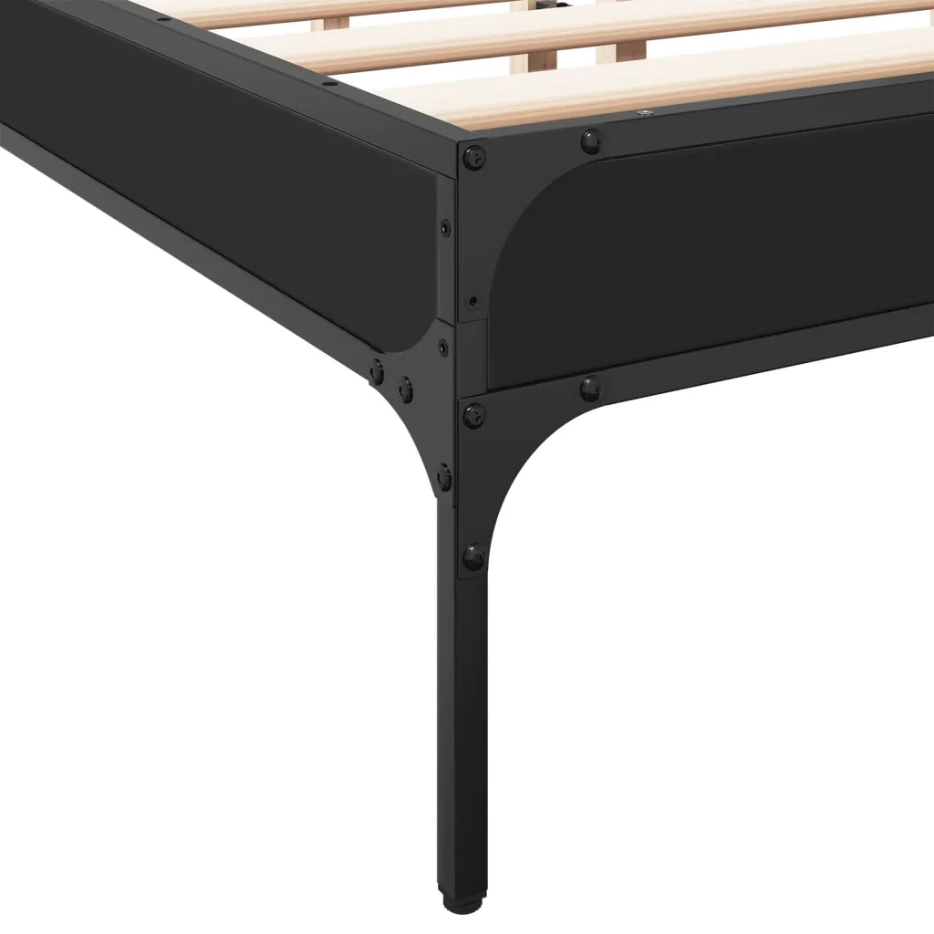 Giroletto-Struttura Letto Nero 120x200 cm in Legno Multistrato e Metallo 329288