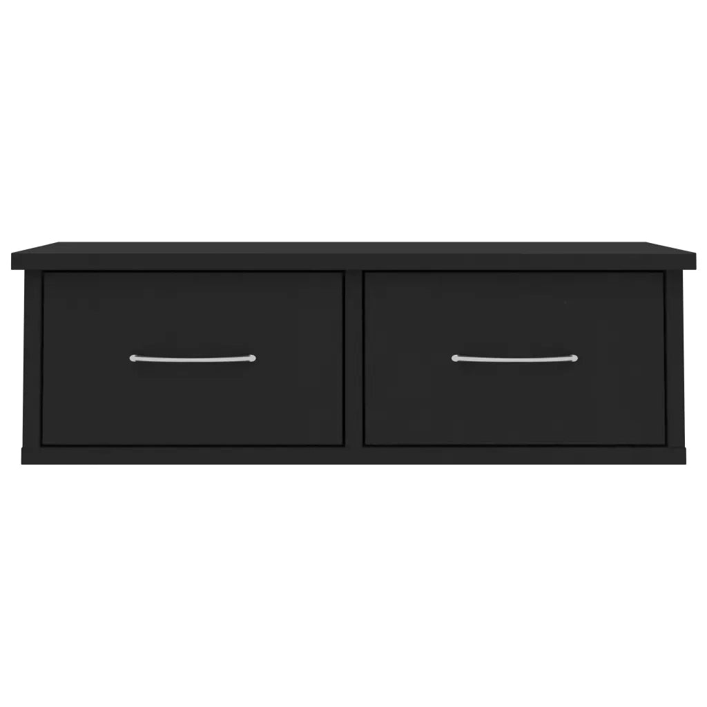 Scaffale con Cassetti a Parete Nero 60x26x18,5 cm Multistrato 800586