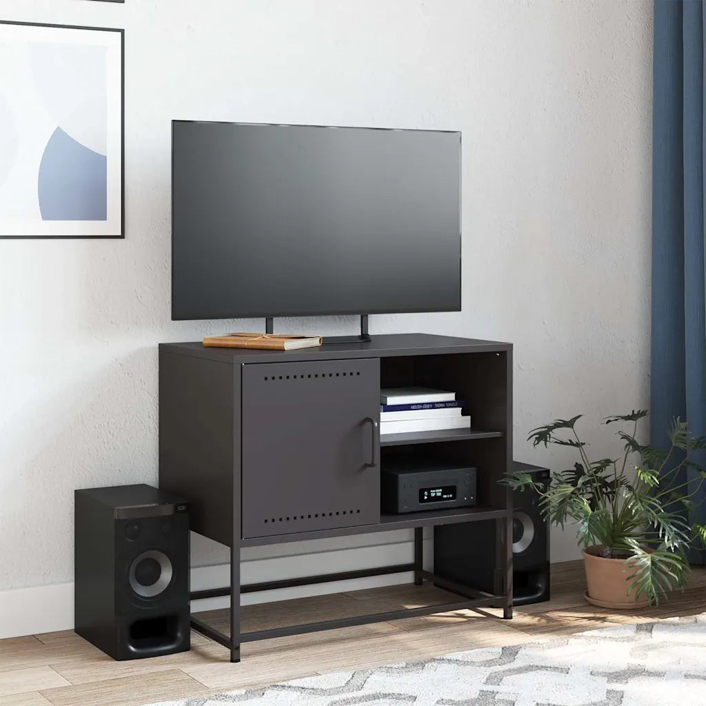 Mobile TV-Credenza per TV-Console TV Nero 68x39x60,5 cm in Acciaio 366906