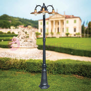 NIKE ANTRACITE Lampione da giardino 3 luci con piatti in ottone anticato