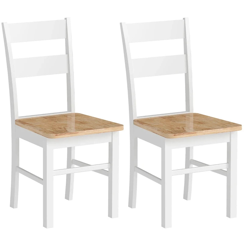 Set di sedie da cucina in legno di caucciù, rovere e bianco