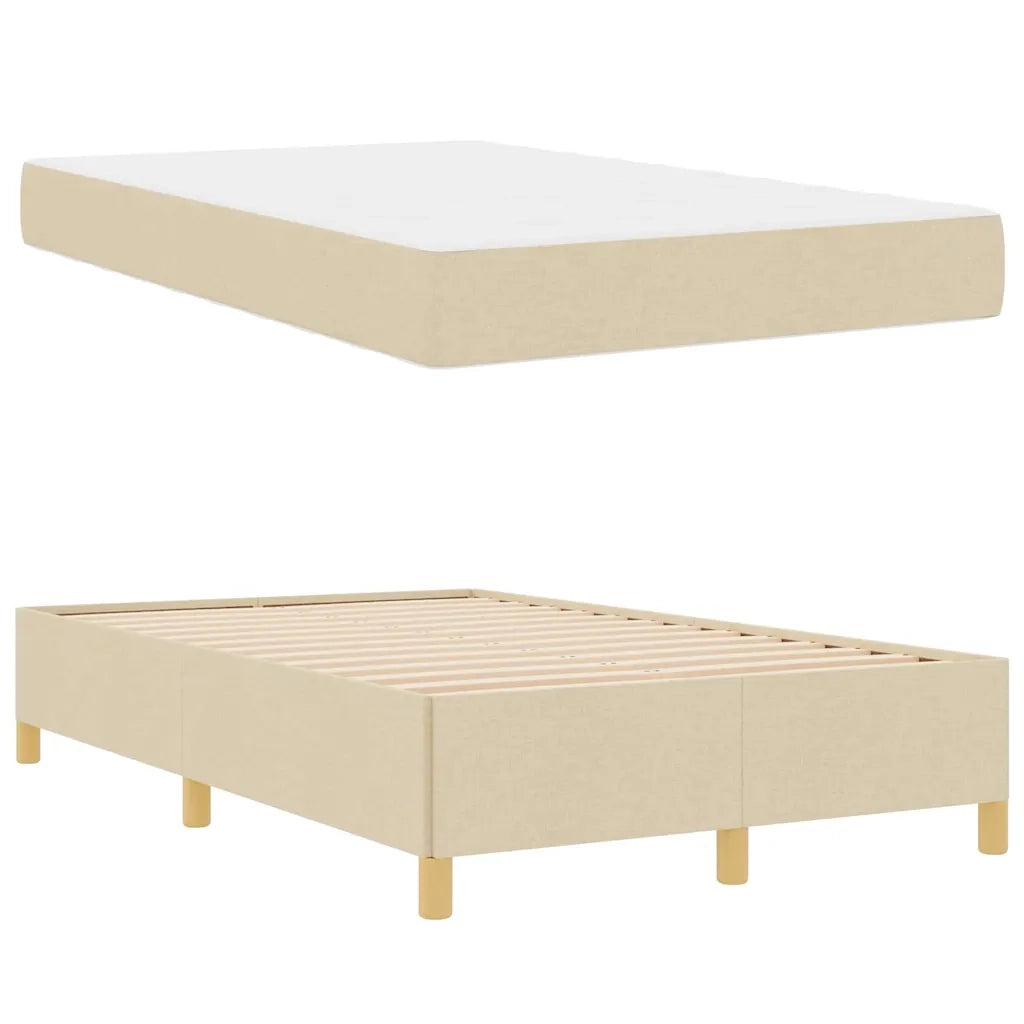 vidaXL Letto a molle con materasso Crema e Bianco 120 x 200 cm Tessuto