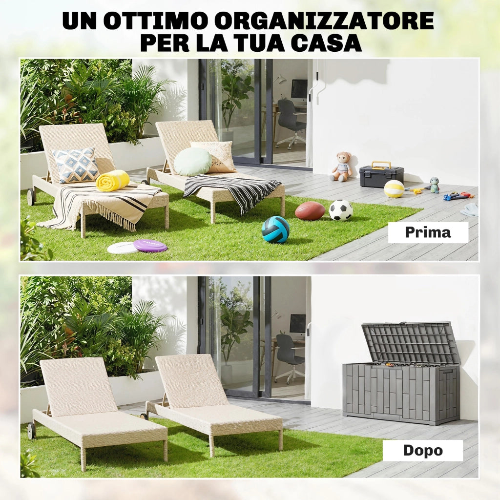 Baule da Giardino in Resina ¨C zephmum ¨C Grigio 106.5x43x54.5 cm