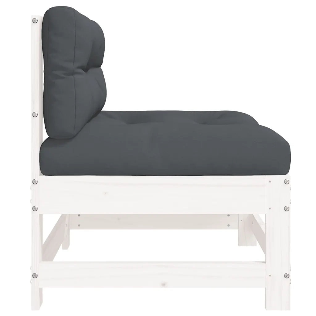 Divano componibile-Divani Centrali con Cuscini 2 pz Legno Massello di Pino Bianco 811232