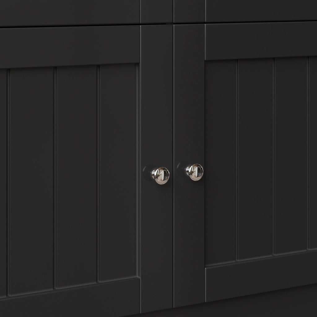ARMADIO Cucina 140x40x175 cm MDF Nero con LED e ripiani regolabili