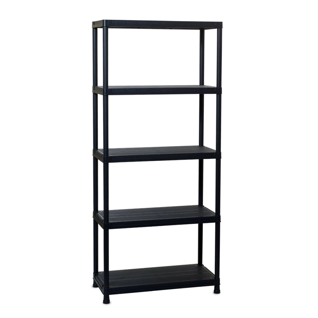 Scaffale Universal 845 a 5 ripiani ventilati per interni in resina con fissaggio a muro colore nero 80x40x180 cm Toomax