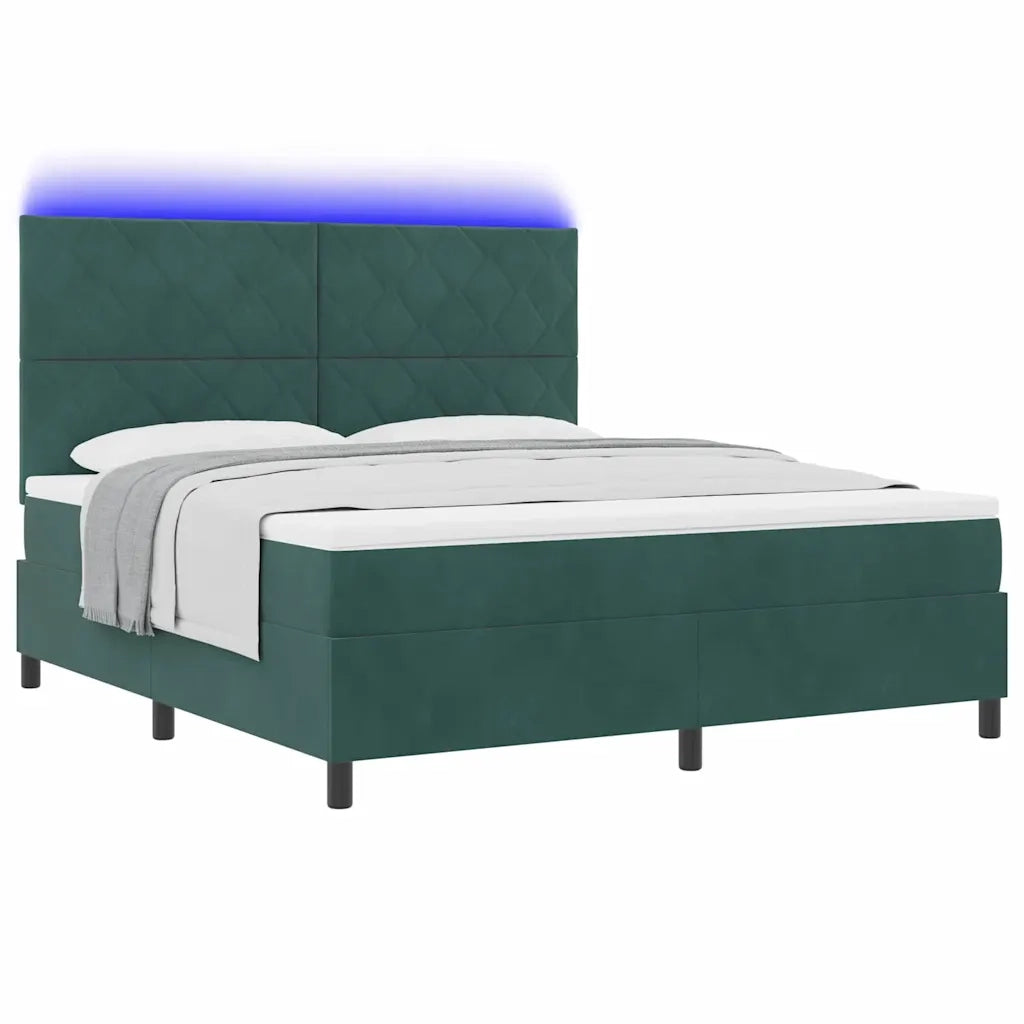 Letto a Sorgente LED Verde Scuro 180 x 200 cm Velluto 3343397
