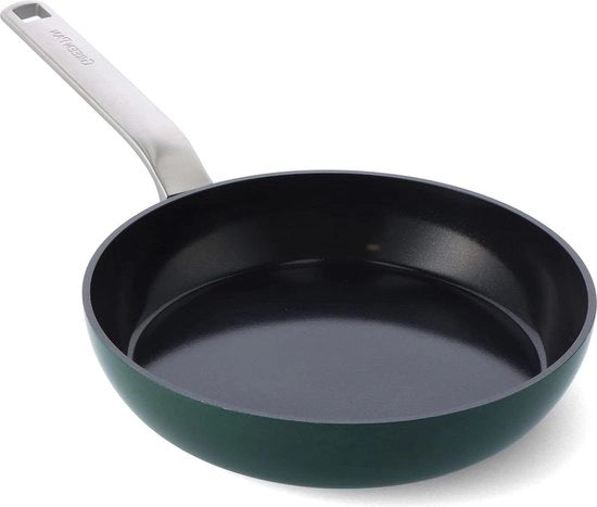 Piastra di cottura ceramica geanodizzata 24cm - Senza PFAS - Induzione - Resistentente lavastoviglie - Sicura forno - Verde canna di bambù