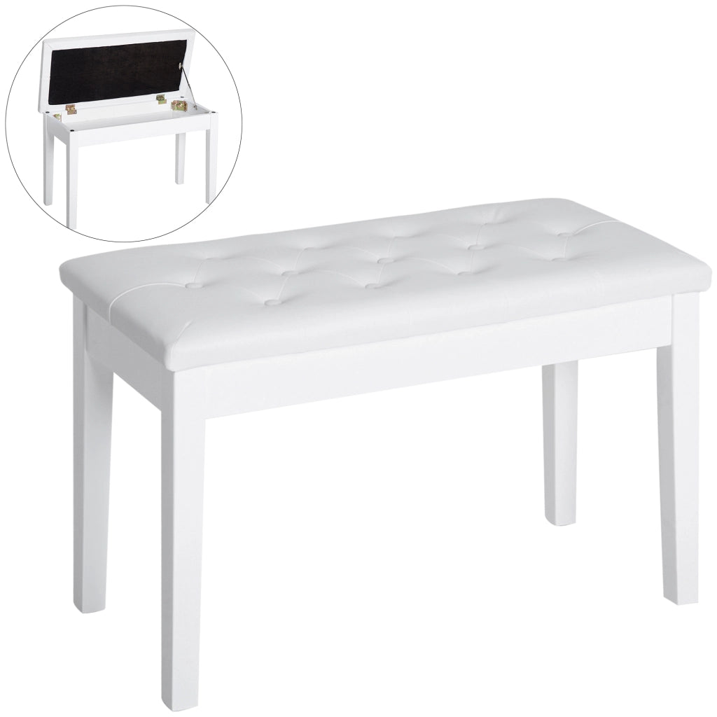 Sgabello da Pianoforte con Seduta in Similpelle e Scomparto ¨C zephmum ¨C Bianco 76x36x50 cm