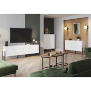 Pack salotto SALMA – Buffet XL 4 porte, armadio 2 porte & buffet 2 porte e 3 cassetti bianco super opaco & nero opaco