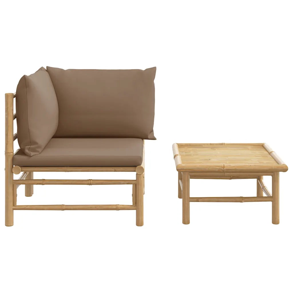 Set Salotto da Giardino 2pz | Set di Mobili da Esterno con Cuscini Tortora Bamb¨´