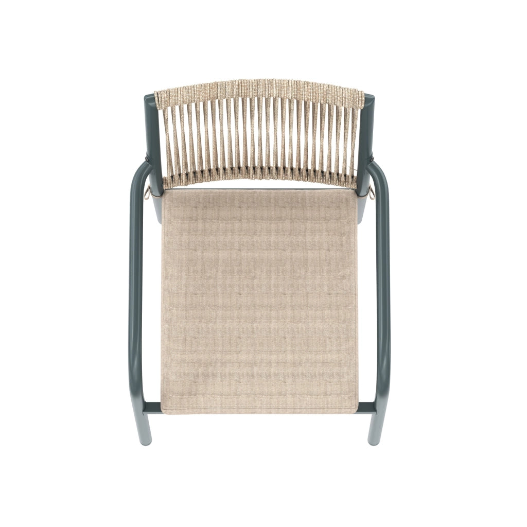 Set da Giardino Rattan con Tavolo Rotondo in Vetro e 4 Sedie con Braccioli ¨C MINIMAL ¨C Antracite