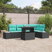 Set Divano da Giardino 6 pz 5-Numero di posti Nero e Blu 3349192