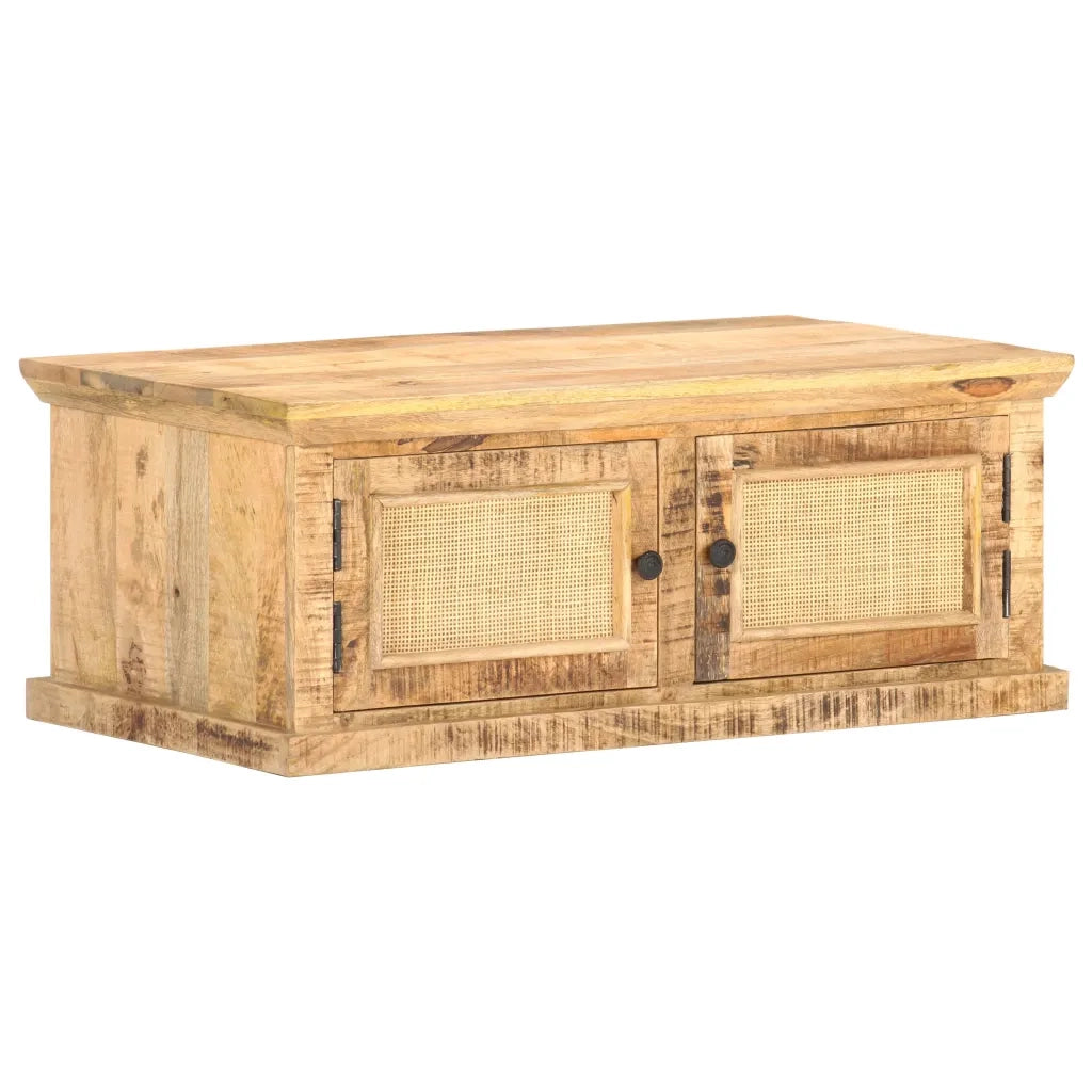 Tavolino da Salotto 90x50x35 cm Legno Massello di Mango e Canna 289089