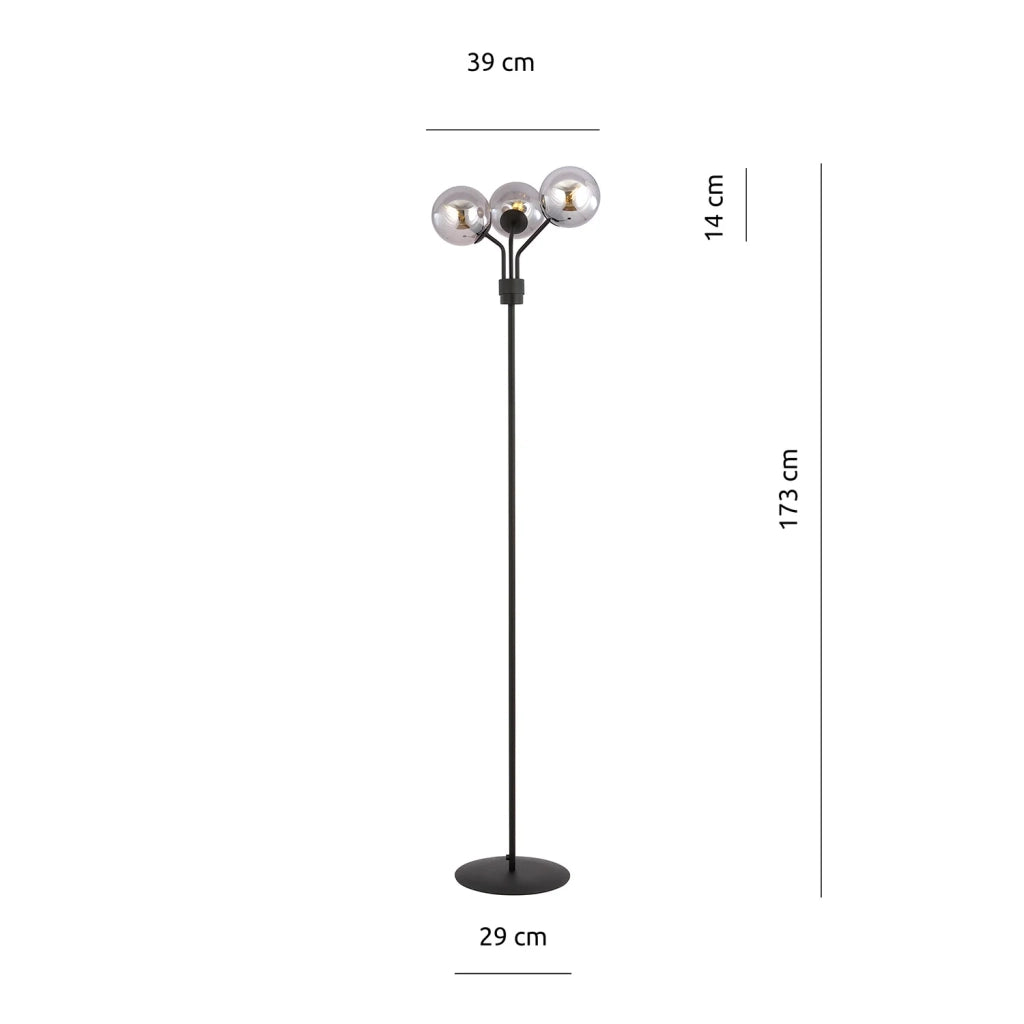 Piantana Moderno Orione Acciaio Nero Grigio 3 Luci E14 Ip20