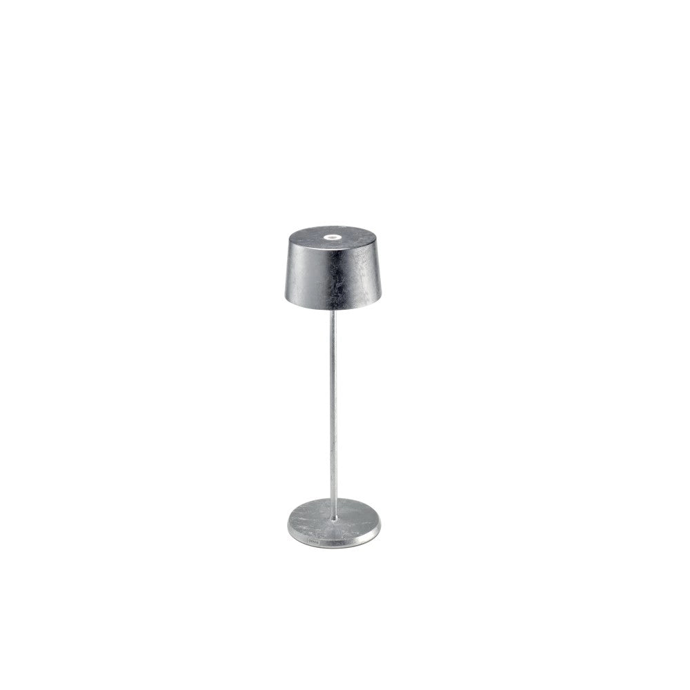Lampada a led da tavolo Olivia Pro Foglia Argento ricaricabile e dimmerabile