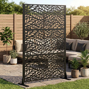Pannello Divisorio da Giardino Freestanding ¨C Xylo ¨C Metallo, 183x116 cm, Balcone Patio