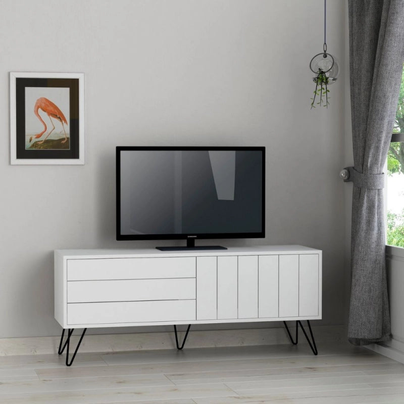 Porta tv Picadilly con struttura e 2 ante a ribalta colore bianco