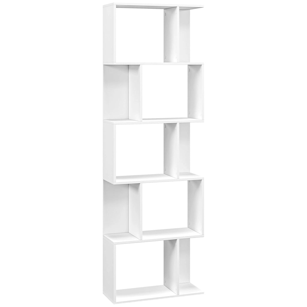 Mobile Libreria in Legno a 5 Ripiani con Divisorio, 60x24x184.5 cm, Bianco