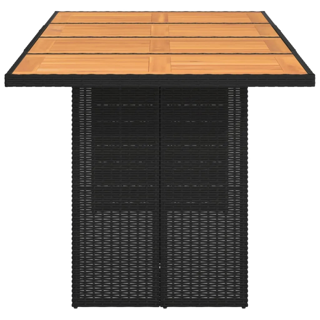 Tavolo Giardino | Tavolino da esterno Piano Legno Acacia Nero 190x80x75 cm Polyrattan
