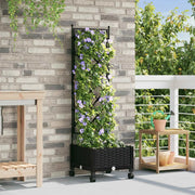 Vaso da giardino con grigliato e ruote Nero 40 x 40 x 131,5 cm 3422935