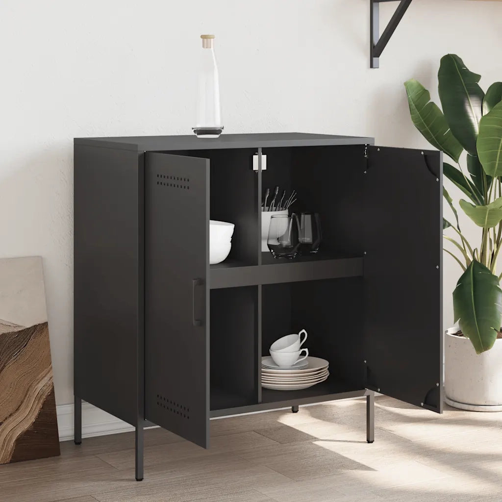vidaXL Credenza Nera 68x39x79 cm in Acciaio
