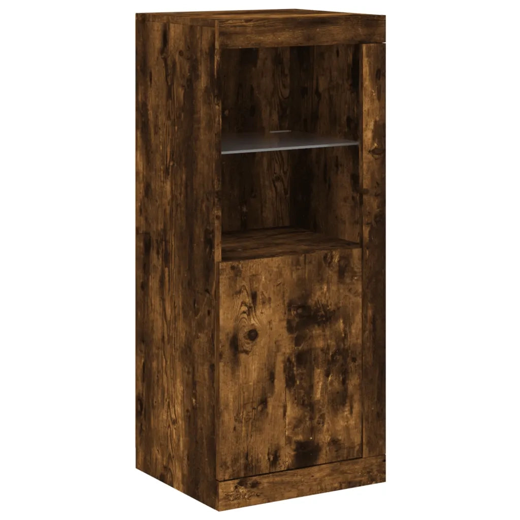 Credenza con Luci LED-Buffet-Armadio da cucina Rovere Fumo 41x37x100 cm 298609