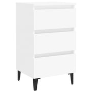 Comodino | Armadio da Notte | Mobiletto da notte con Gambe in Metallo Bianco 40x35x69 cm