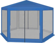 Pavillon per giardino - Con rete per insetti - Blu Oxford - 3,8x3,3m