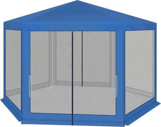 Pavillon per giardino - Con rete per insetti - Blu Oxford - 3,8x3,3m