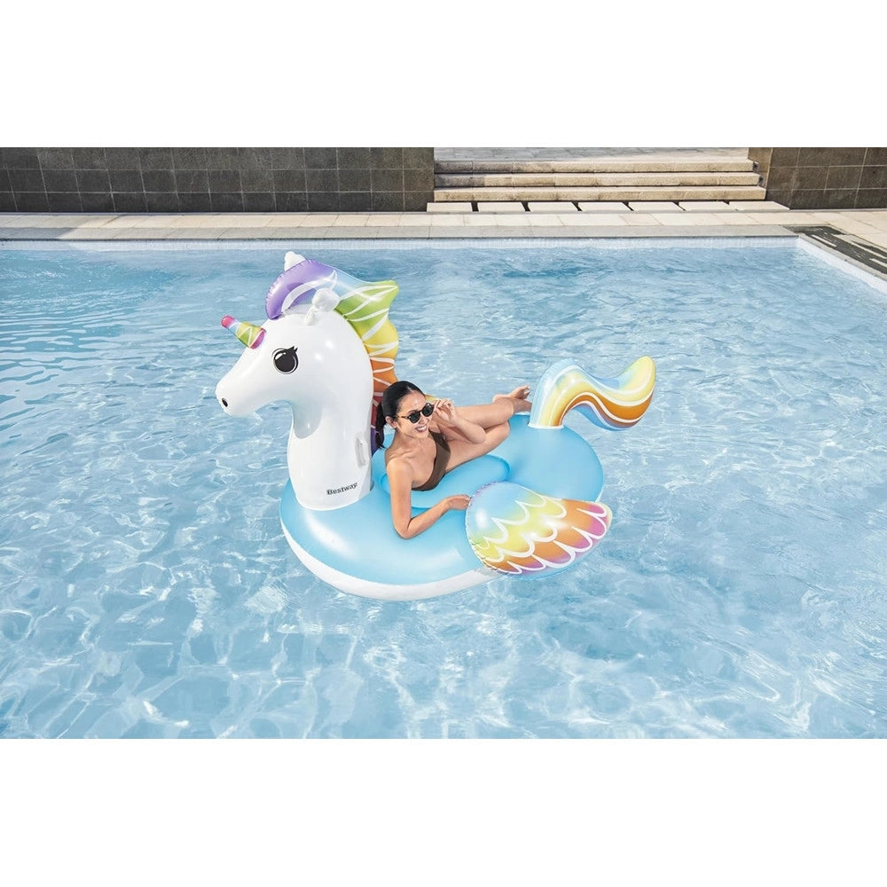 Trade Shop - Cavalcabile Gonfiabile Da Piscina A Forma Di Unicorno Gigante 224x164cm Maniglie 41113 -