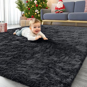 Tappeto Antiscivolo con Base Antislip in Microfibra per Bagno, Cucina, Salotto, Camera da Letto - 80 x 150 cm, Nero