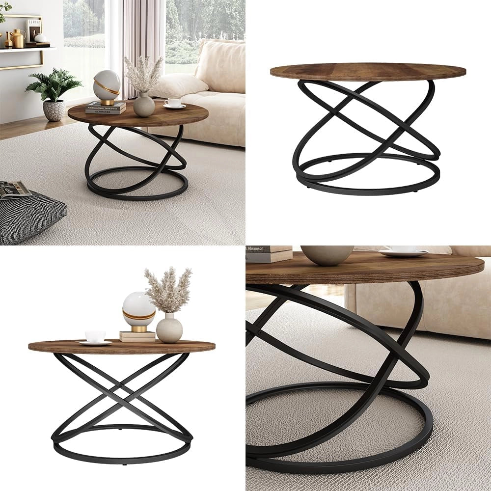 Tavolino Calgary, Legno antico/Nero, 79.5 x 62 cm con ampia superficie di lavoro