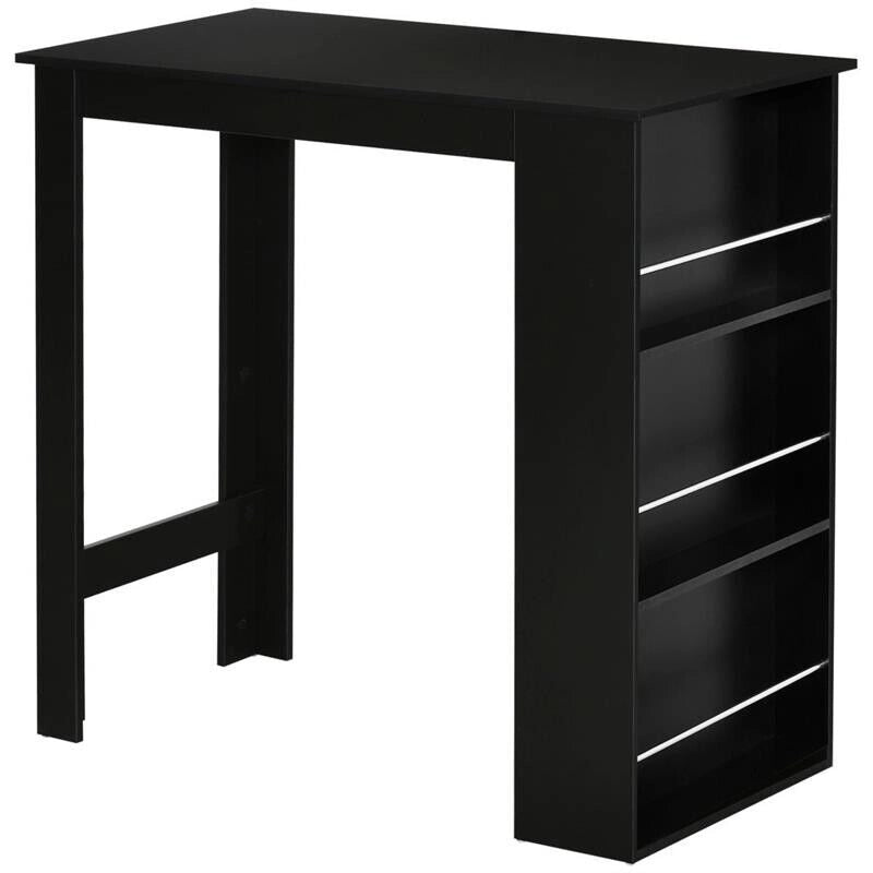 BANCONE DA CUCINA TAVOLO ALTO CON 3 MENSOLE IN LEGNO 112X57X106CM NERO