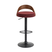 Sgabello da bar girevole a 360° con schienale; regolabile in altezza; seduta in lino; per cucina e bar; 42;5 × 42 × 77-98 cm
