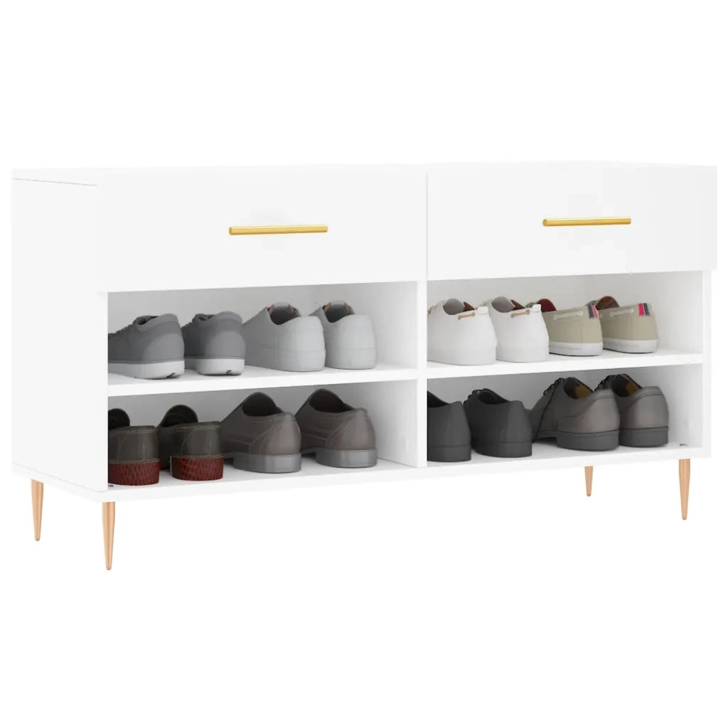 Panca Porta Scarpe-Sgabello-Panca Scarpiera Bianca 102x35x55 cm in Legno Multistrato 862442