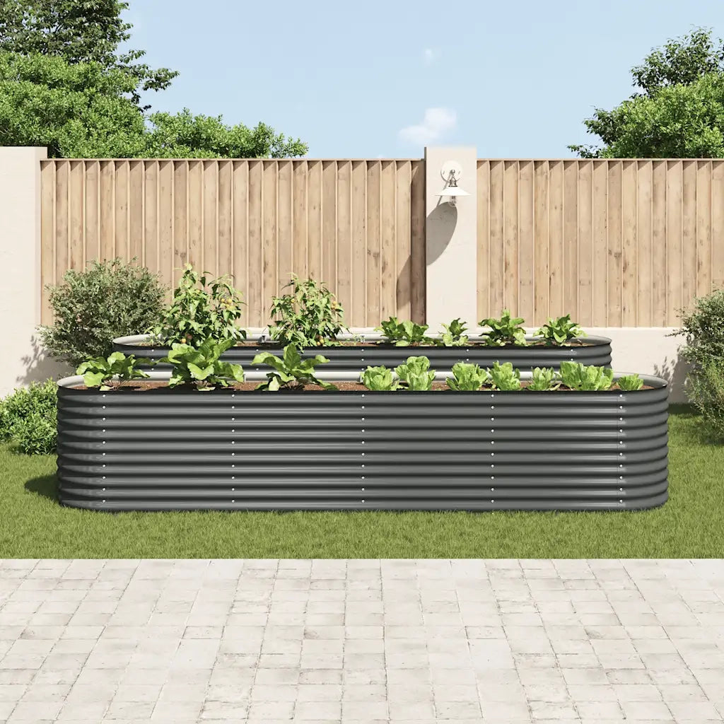 Fioriere | Cassetta per fiori | Letto Rialzato Giardino 400x80x81 cm in Acciaio Zincato Grigio