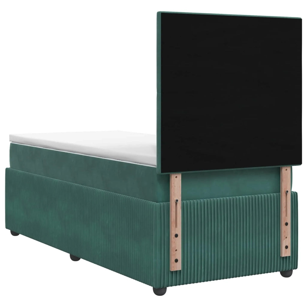 Letto Box Spring LED con Materasso Verde Scuro 90 x 200 cm 3455990