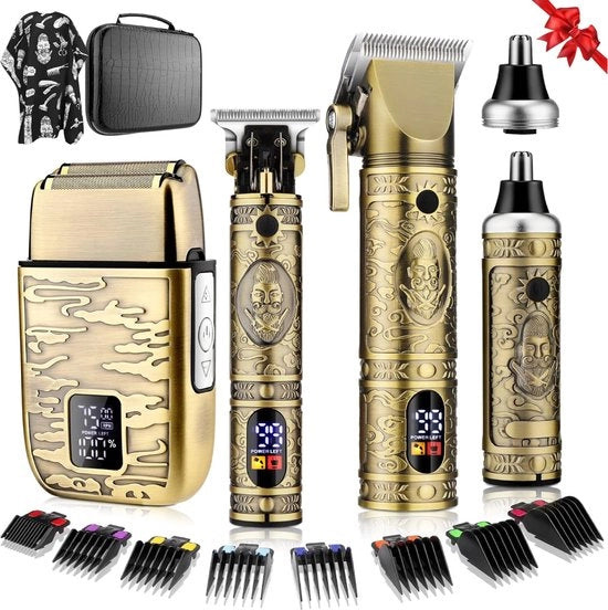 Kit di rasatura uomo - trimmer - trimmer naso - kit di parrucchiere con display LCD - incluse accessori correlate
