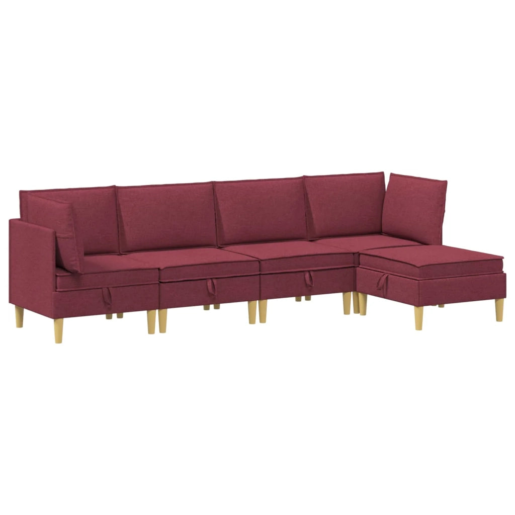 Set di mobili per il soggiorno 5 pcs Rosso Vino Tessuto 3413691