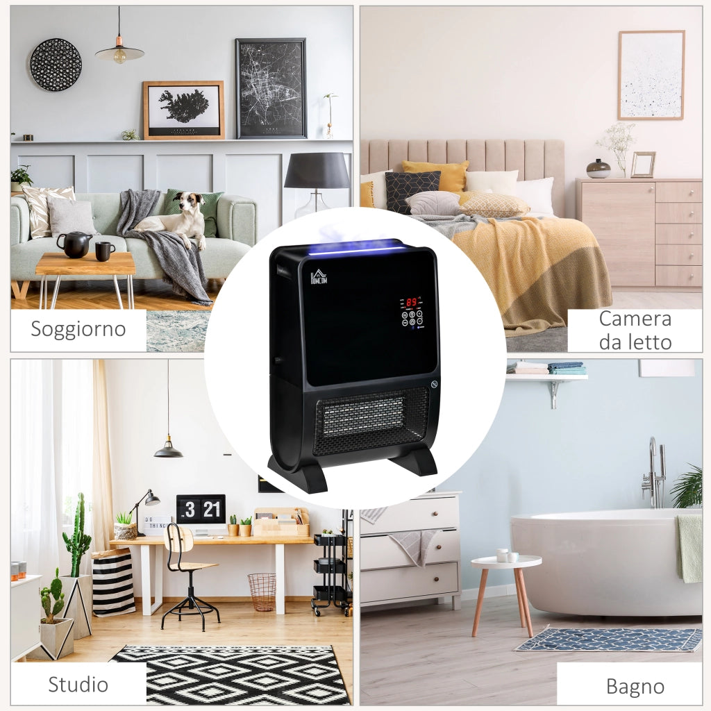 Stufa Elettrica con Umidificatore e Telecomando ¨C Zephmum ¨C Nero 33x21x49.5 cm