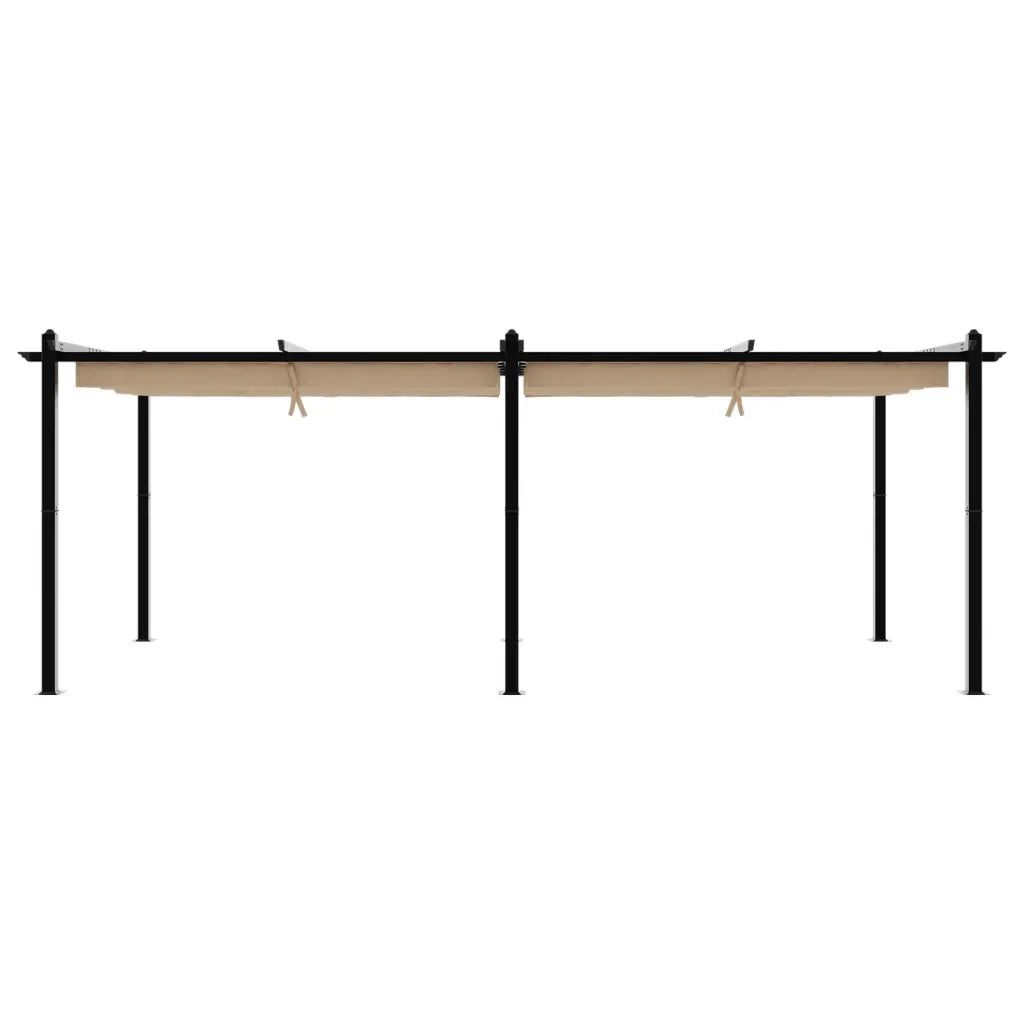 Gazebo da Giardino con Tetto Retrattile Tortora 3x6 m Alluminio 3217063