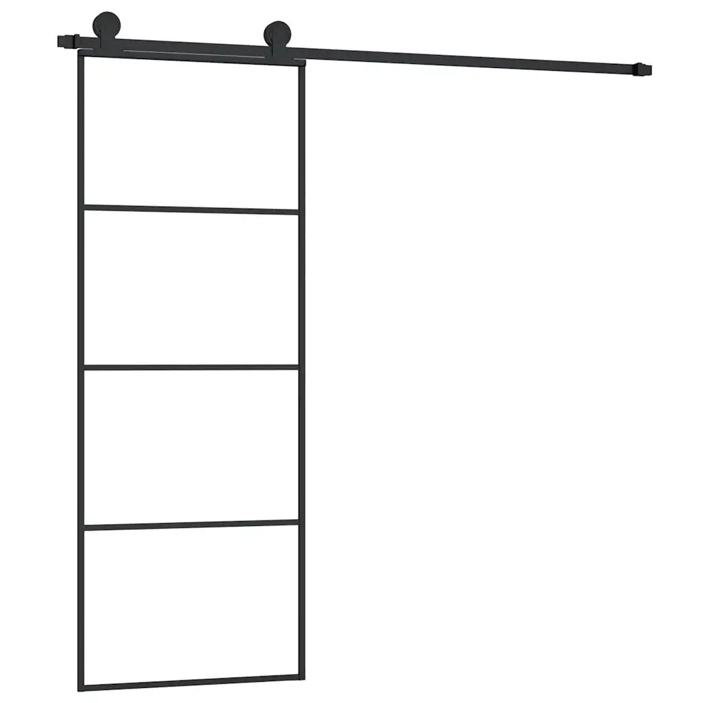 Porta Scorrevole con Ferramenta 76x205cm Vetro ESG Alluminio 3152146