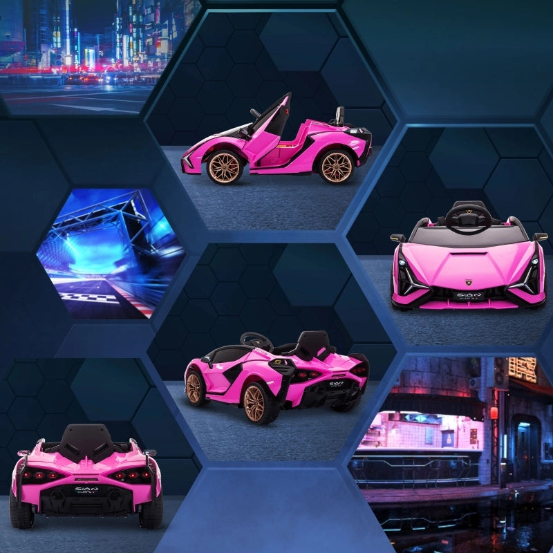 Macchina elettrica per bambini, Lamborghini, 3-5 km/h, con telecomando, per bambini dai 3 ai 5 anni, rosa