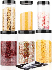 Set di contenitori in plastica per la conservazione, 6 pezzi, set di 3 pezzi, 1000 ml e 3 set, 500 ml, scatola di conservazione con coperchio, cucina, per il cibo, animali domestici, muli, farina, tè, contenitori per spezie