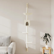 Albero per Gatti con Tiragraffi a Parete Crema 187 cm 172398